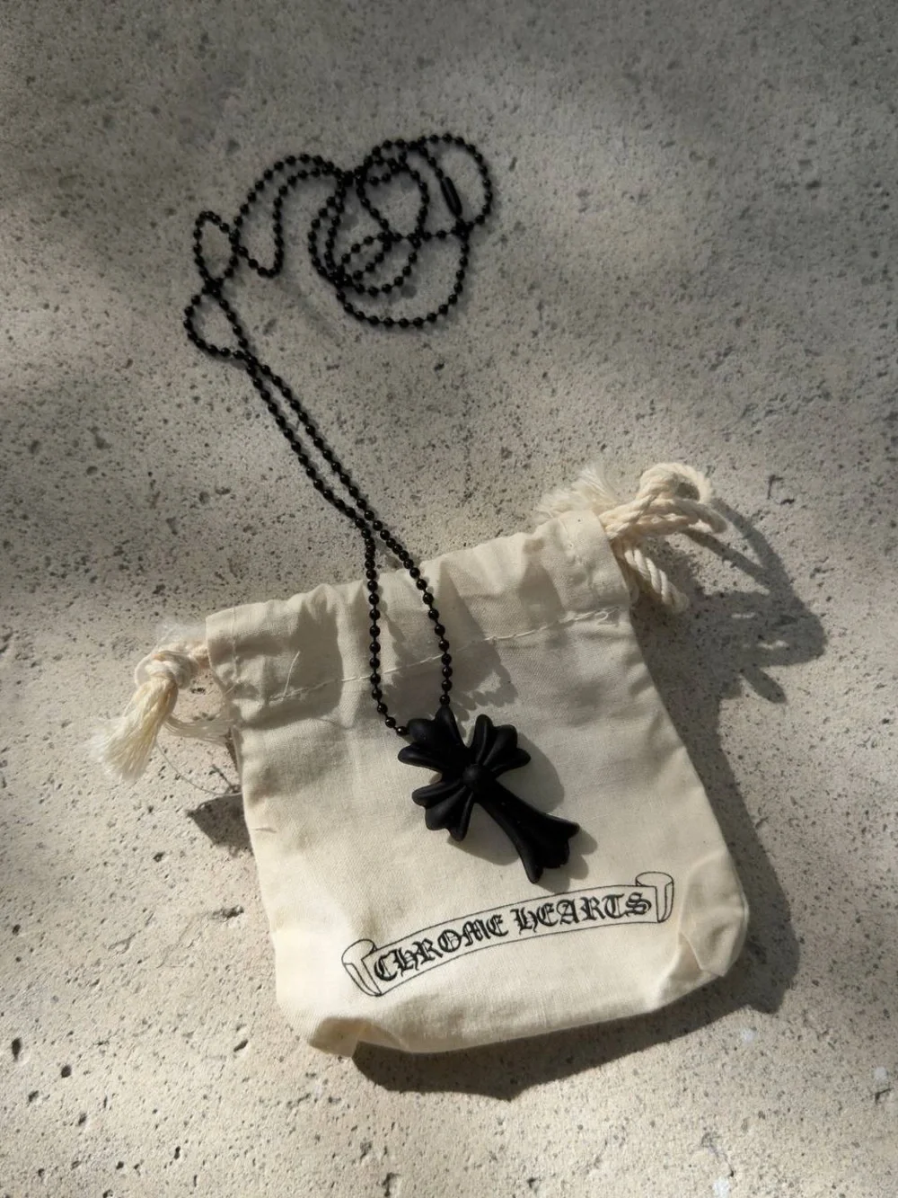 Used Black Chrome Hearts Rubber Necklace